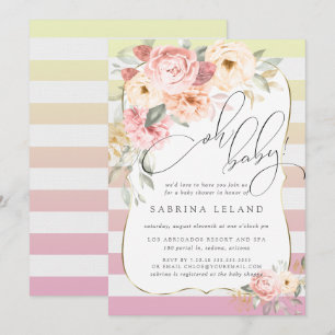 Convite Oh Baby Floral Cor-de-Ombre Amarela
