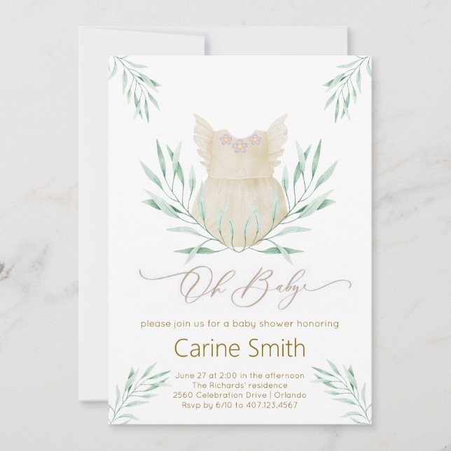 Convite Oh Baby Girl Chá de fraldas (Frente)