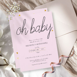 Convite Oh Baby Gold Amor Coração Casais Chás de Bebê
