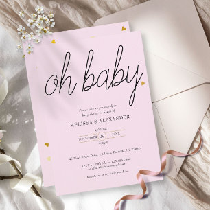 Convite Oh Baby Gold Amor Coração Casais Chás de Bebê