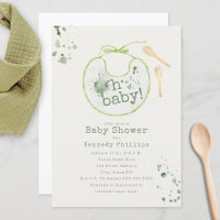 Oh Baby Green Bib Babyfood Chá de fraldas neutro
