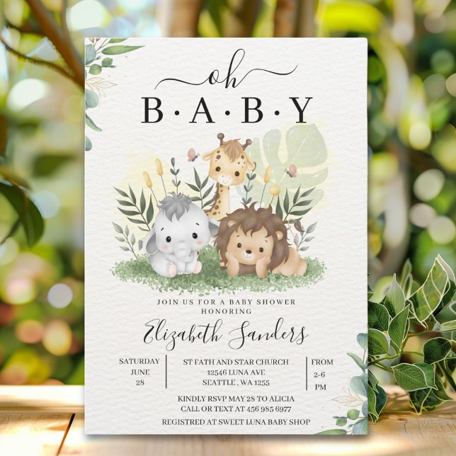 Convite Oh Baby Jungle Baby Shower Boy (Criador carregado)
