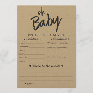 Convite Oh Baby Kraft Predictions and Advice Card