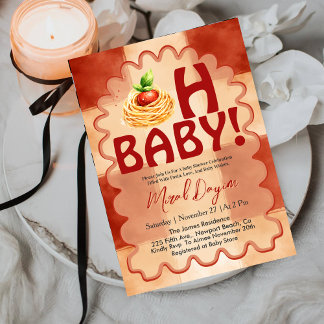 Convite Oh Baby! Little Meatball Red Gingham Baby Shower