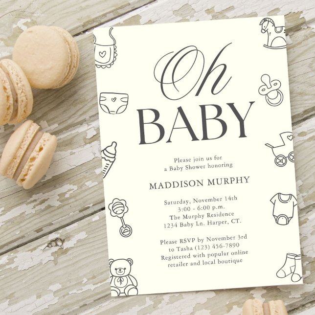 Convite Oh Baby Minimal Gender Neutral Baby Shower (Criador carregado)