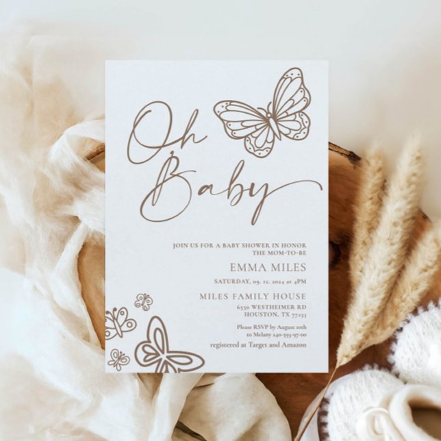 Convite Oh Baby Minimalist Chá de fraldas Invance (Criador carregado)