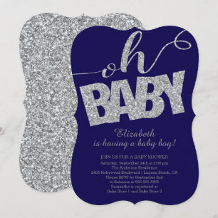 Convite Oh Baby Modern Glitter Boys Chá de fraldas Convit