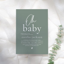 Oh Baby Modern Script Sage Green Boho Chá de frald
