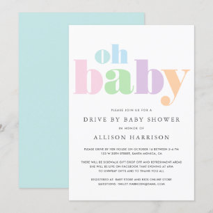 Convite Oh Baby Pastel Mínimo Movimento Moderno Por Chá