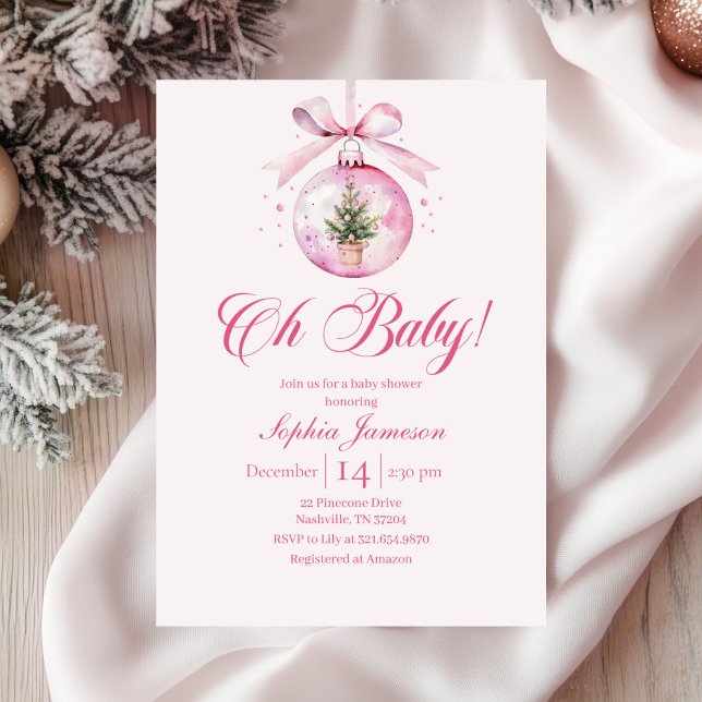 Convite Oh Baby Pink Holiday Baby Shower (Criador carregado)