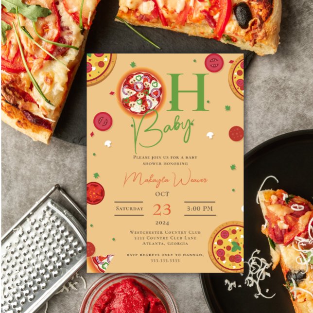 Convite Oh Baby Pizza Pacificadores legal Chá de fraldas (Criador carregado)