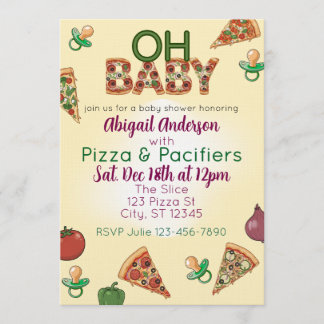 Convite Oh Baby, Pizza & Pacifiers Baby Shower