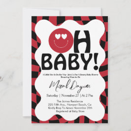 Convite Oh Baby! Retro Groovy Happy Face Baby Shower 