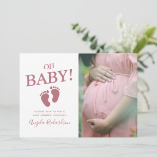 Convite Oh Baby Rose Gold Personalizado Foto Menina Chuvad