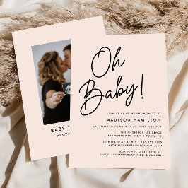 Convite Oh Baby Script Blush Chá de fraldas de Fotografia 