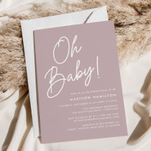 Oh Baby Script Dusty Purple Chá de fraldas Minimal