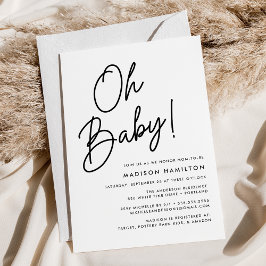Convite Oh Baby Script Minimalist Baby Shower