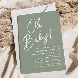 Convite Oh Baby Script Sage Chá de fraldas Minimalista Ver