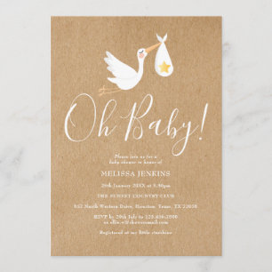 Convite Oh Baby Stork Churrasco de Bebê