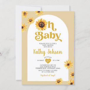 Convite Oh Baby Sunflower Arch Boho Chá de fraldas