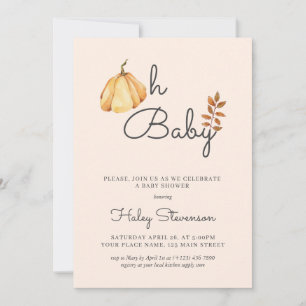 Convite Oh Baby Watercolor Pumpkin Fall Chá de fraldas Rus