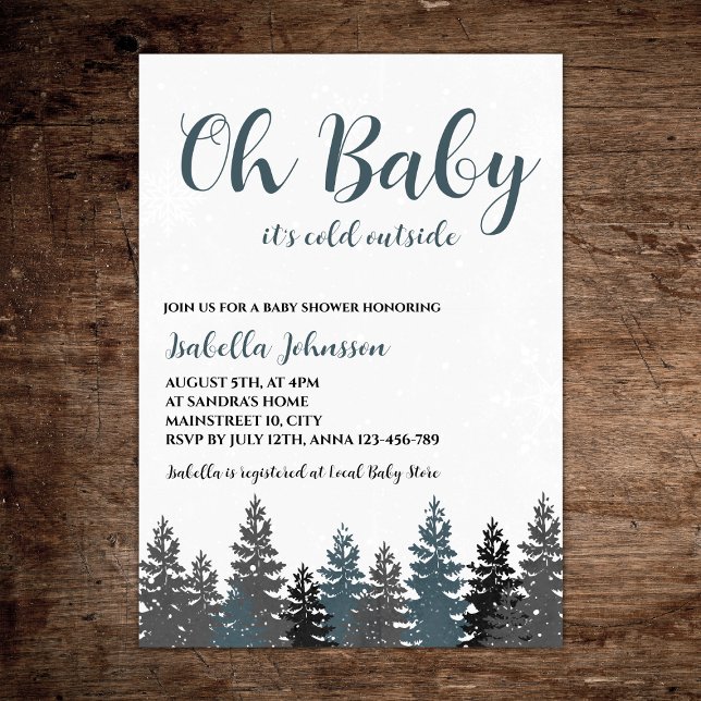 Convite Oh, Baby Winter Wonderland Chá de fraldas (oh baby it's cold outside winter wonderland  baby shower invitation gender neutral)