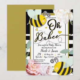 Convite Oh BeBÊ Abelha Floral Amarelo Dourado Chá de Bebê