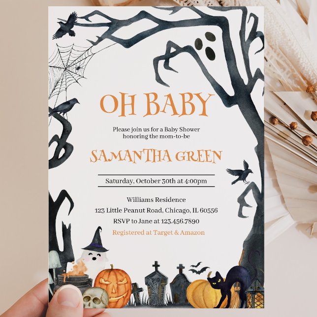 Convite Oh Bebê Assustador Chá de Bebê de Halloween (Criador carregado)