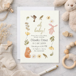 Convite Oh Bebê Boho Citrino Floresta Amarela chá de bebê