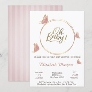 Convite Oh Bebê Borboletas Chá de fraldas