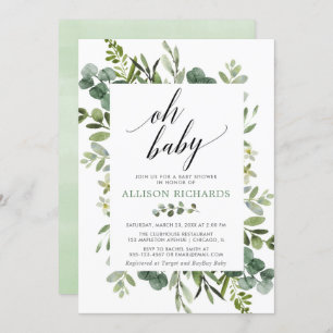 Convite Oh bebê chá de fraldas verde neutro de gênero