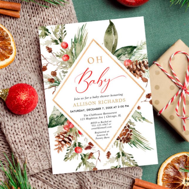 Convite Oh Bebê, chá de inverno rústico e neutro (Criador carregado)