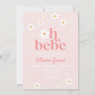 Convite Oh Bebe Festa de Bebê Rosa Dália Retro