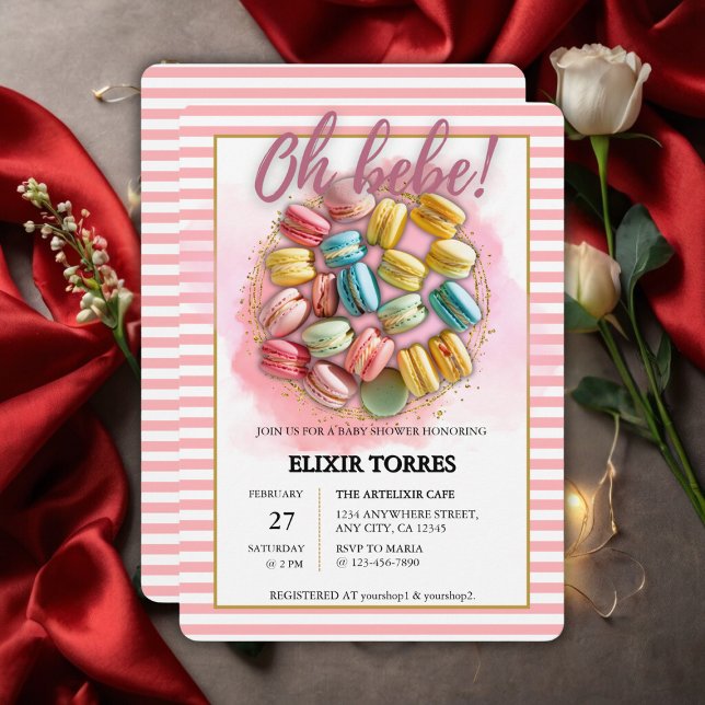 Convite Oh bebe French Patisserie Baby Shower  (Criador carregado)