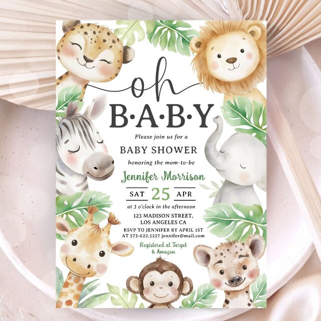 Convite Oh Bebê Jungle Baby Shower Animais da Selva (Criador carregado)