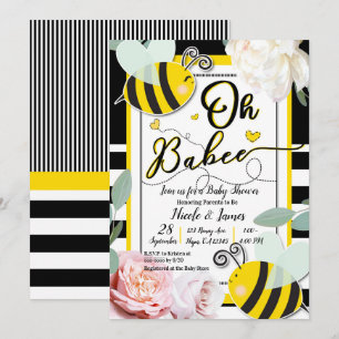 Convite Oh BeBee Floral Chic Amarelo Chá de Bebê