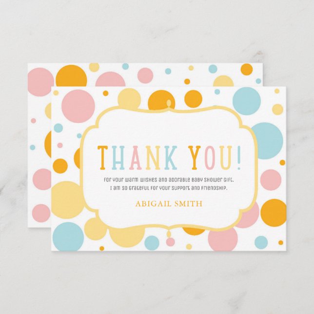 Convite Oh, Bolinhas Divertida Chá de fraldas Obrigado (Frente/Verso)