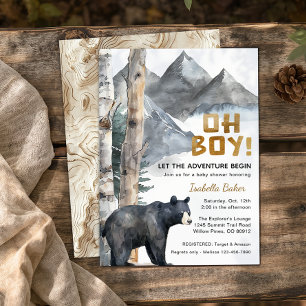 Convite Oh Boy Adventure Begin   Urso e Chá de fraldas de 
