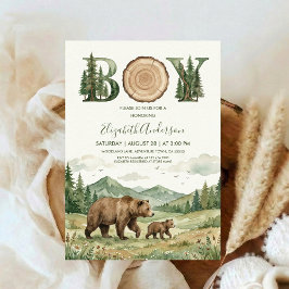 Convite Oh Boy Adventure Woodland Bear Baby Shower