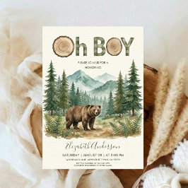 Convite Oh Boy Adventure Woodland Bear Baby Shower