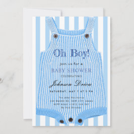Convite Oh Boy Baby Shower Invitation | Blue Watercolor