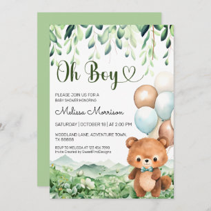 Convite Oh Boy Bear Forest por SFD Baby Chá