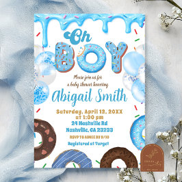 Convite Oh Boy Blue Donut baby shower Invitation