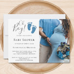 Convite Oh Boy Blue Glitter Fotografias Chá de fraldas<br><div class="desc">Este Chá de fraldas Casal Invitation é decorado com pés de bebê bonitinhos em brilho azul e as palavras,  Oh Boy! Facilmente personalizável. Substitua a foto para personalizar ainda mais.</div>