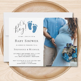 Convite Oh Boy Blue Glitter Fotografias Chá de fraldas