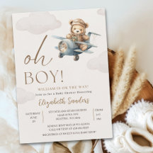 Oh Boy,  Cute Bear Baby shower boy