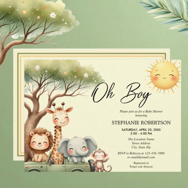 Convite Oh boy fun safari animal boy baby shower (Criador carregado)