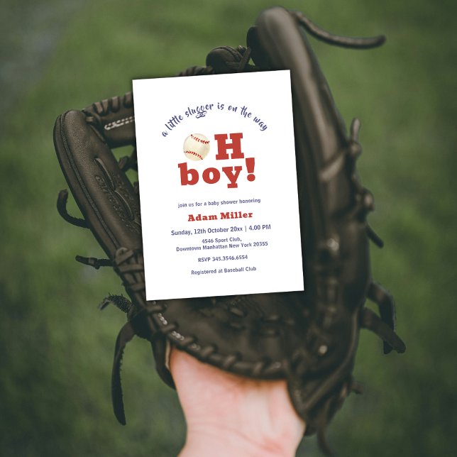 Convite Oh Boy Little Slugger Baseball Sport Baby Shower (Oh Boy Little Slugger Baseball Sport Baby Shower Invitation)