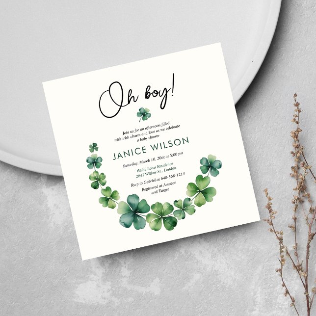 Convite Oh Boy Lucky Charm Chá de fraldas (Criador carregado)