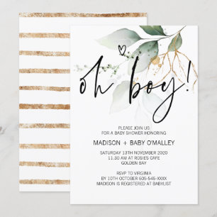 Convite Oh Boy Party Moderno Eucalyptus
